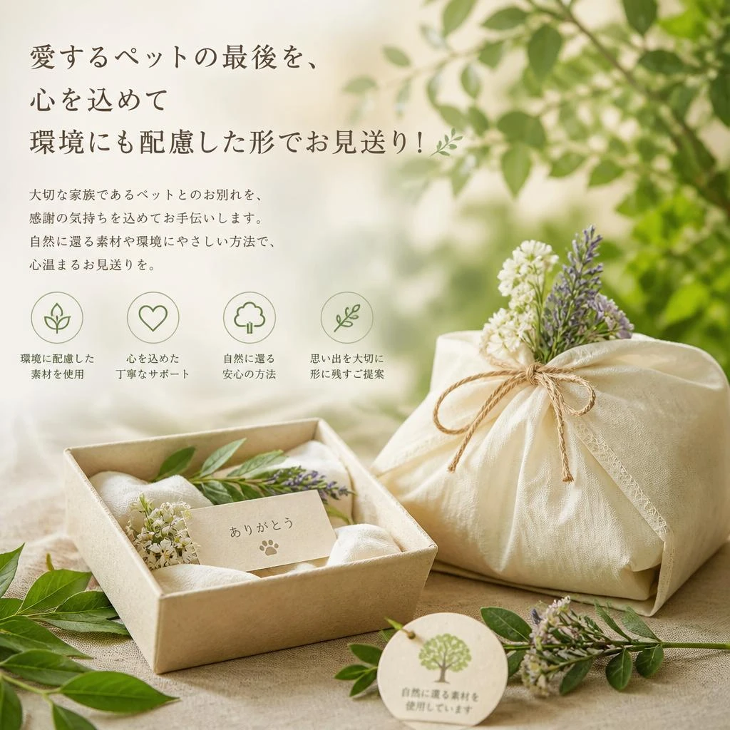 愛するペットの最後を、心を込めて環境にも配慮した形でお見送り！