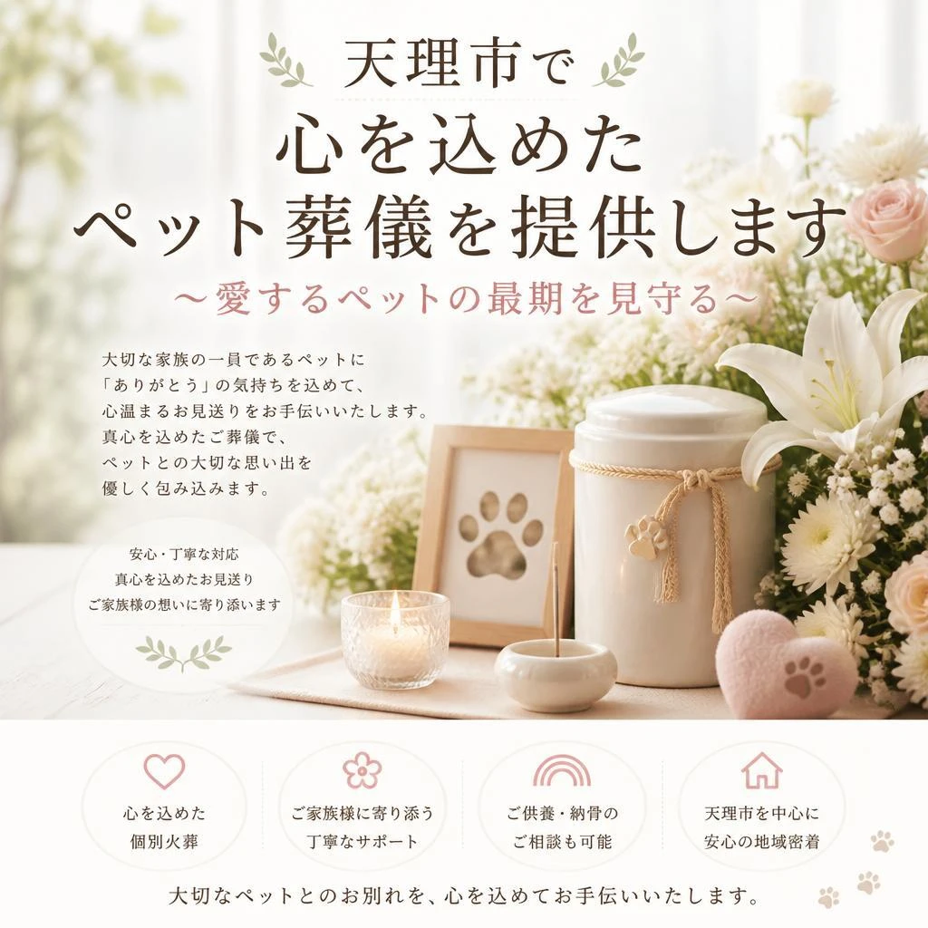 天理市で心を込めたペット葬儀を提供します～愛するペットの最期を見守る～