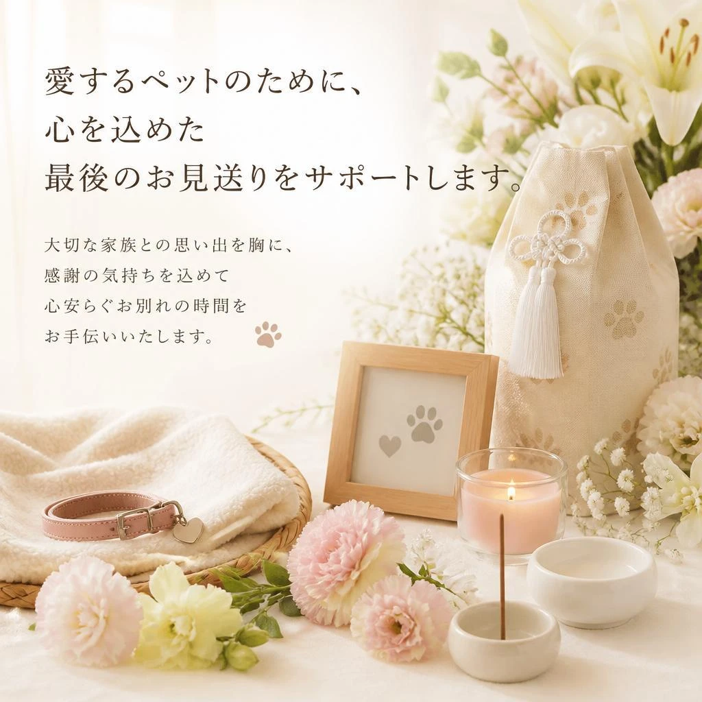 愛するペットのために、心を込めた最後のお見送りをサポートします。