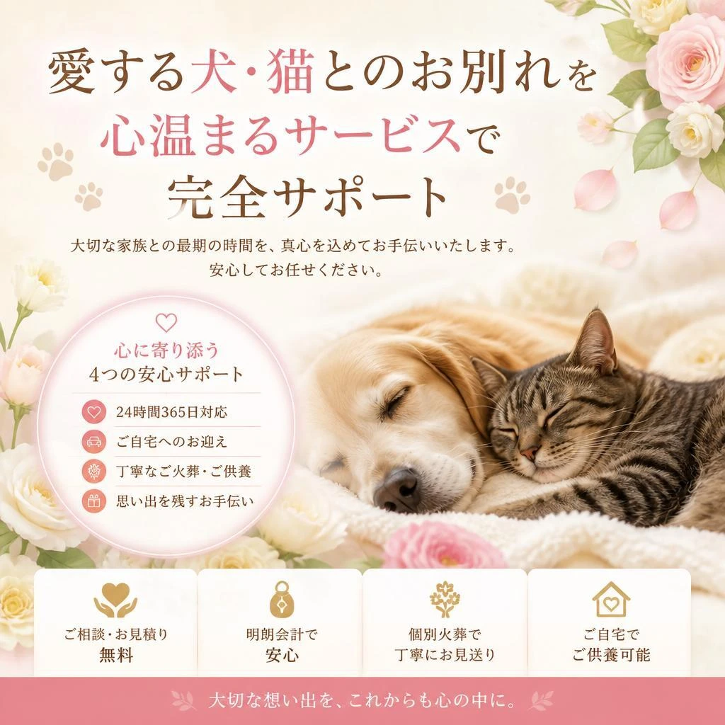 愛する犬・猫とのお別れを心温まるサービスで完全サポート
