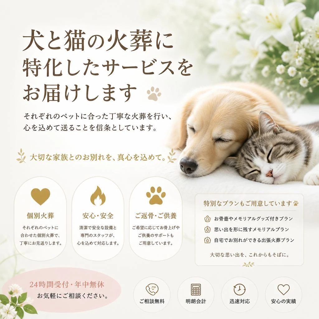 犬の火葬と猫の火葬の特長