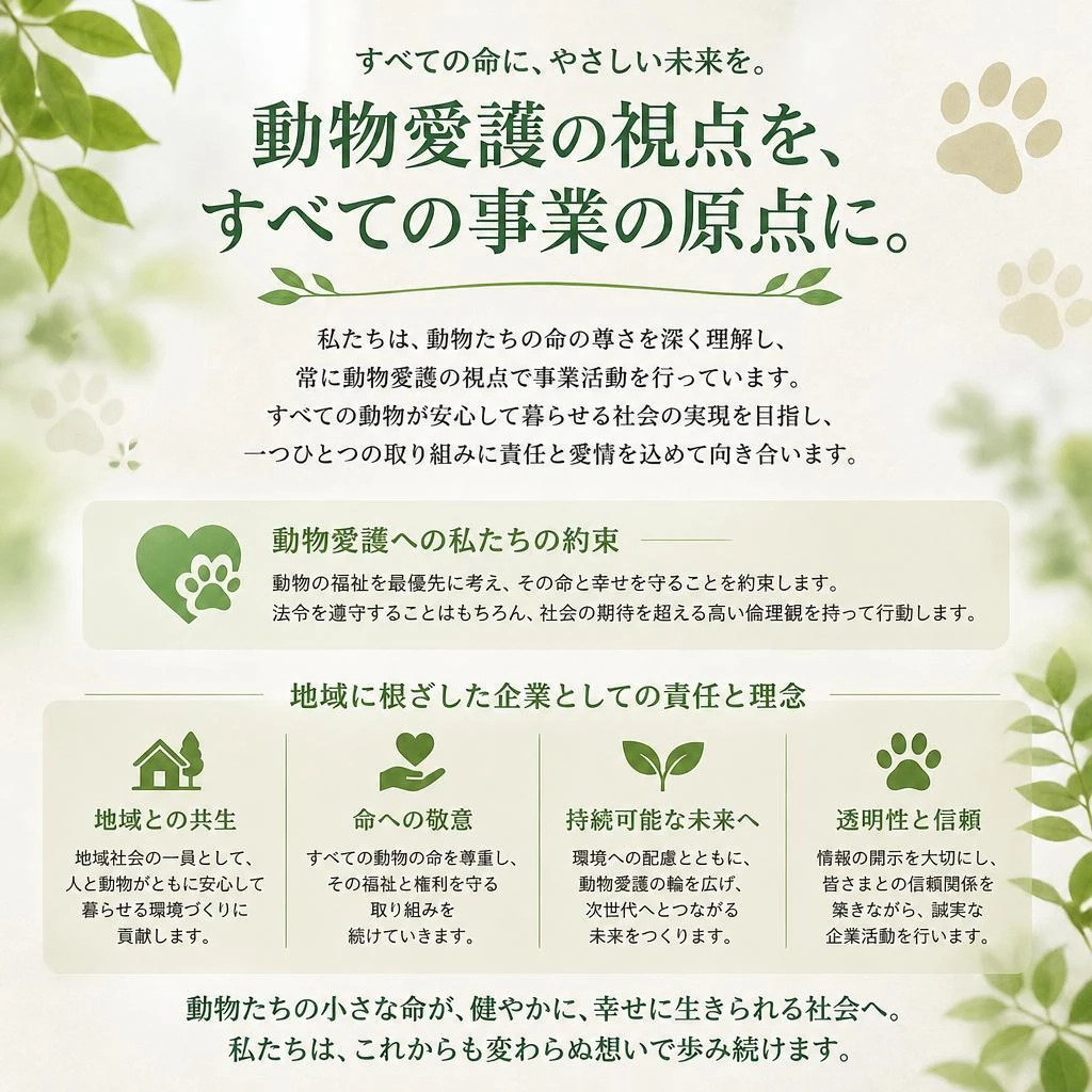 動物愛護の精神での取り組み