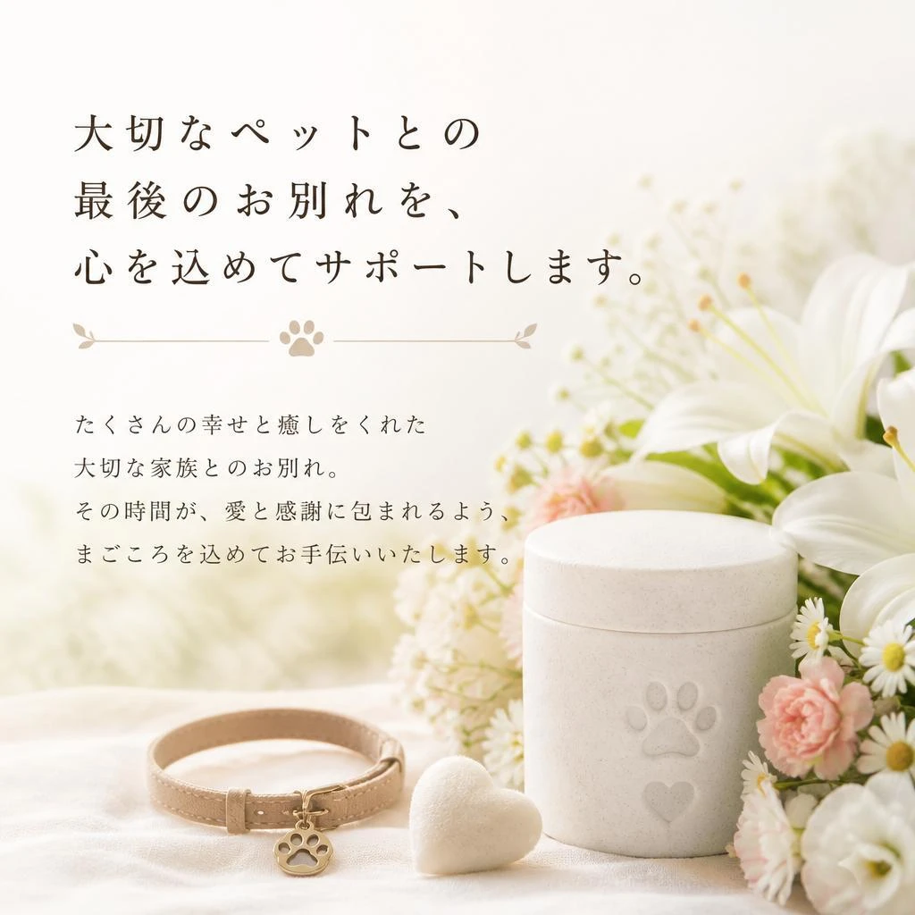大切なペットとの最後のお別れを、心を込めてサポートします。