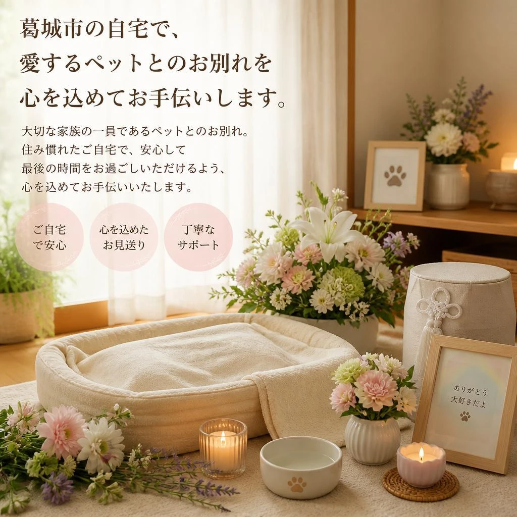 葛城市の自宅で、愛するペットとのお別れを心を込めてお手伝いします。
