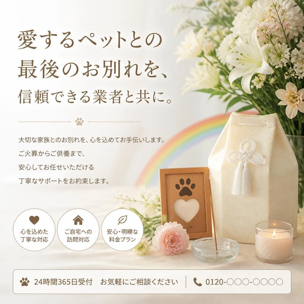愛するペットとの最後のお別れを、信頼できる業者と共に。