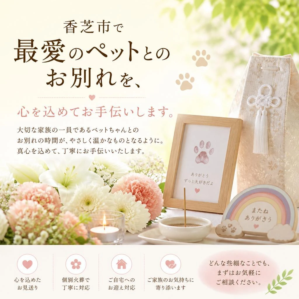 香芝市の訪問ペット火葬　ペットとの想い出に浸りながらごゆっくりお見送りしてください