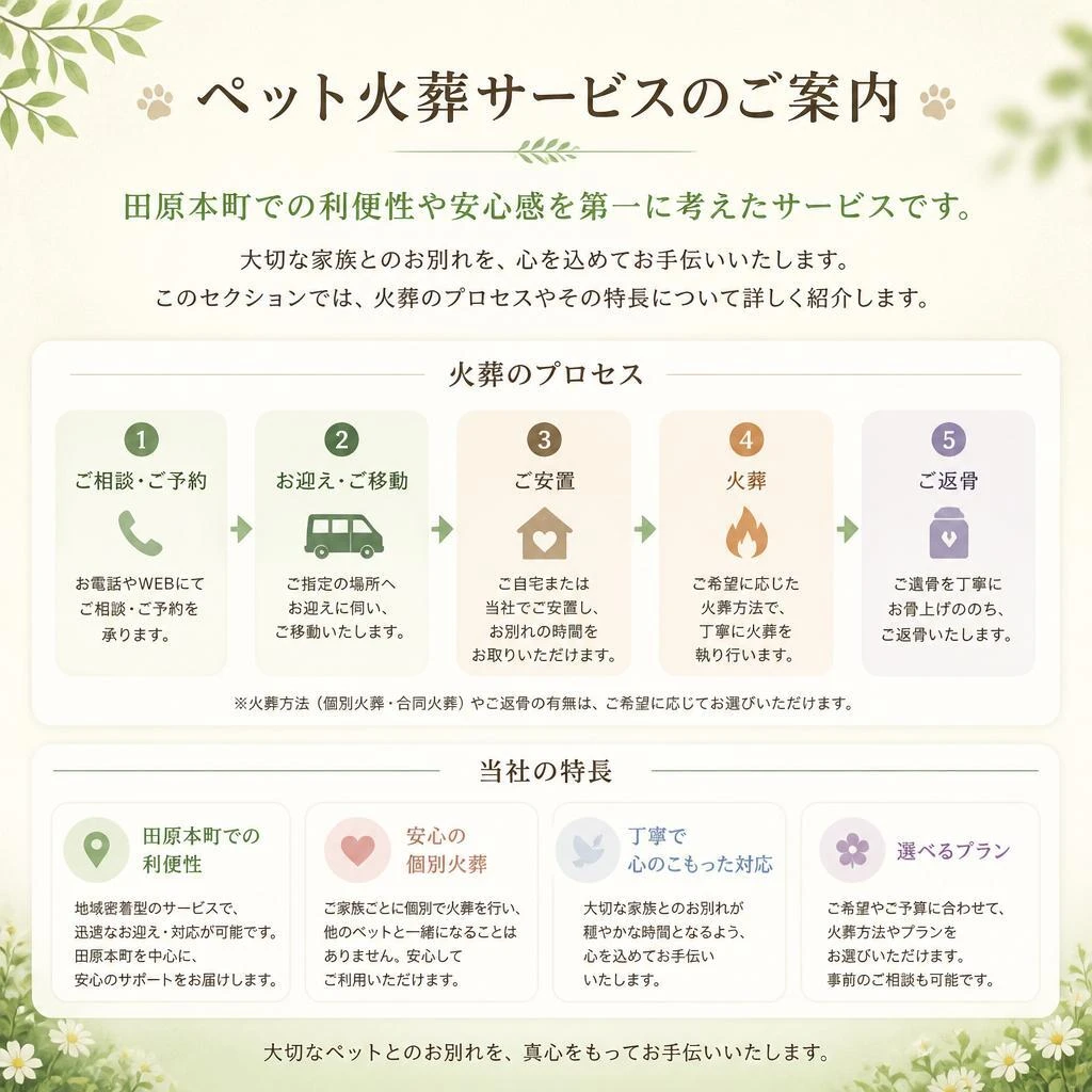 田原本町で選ばれるペット火葬の特徴