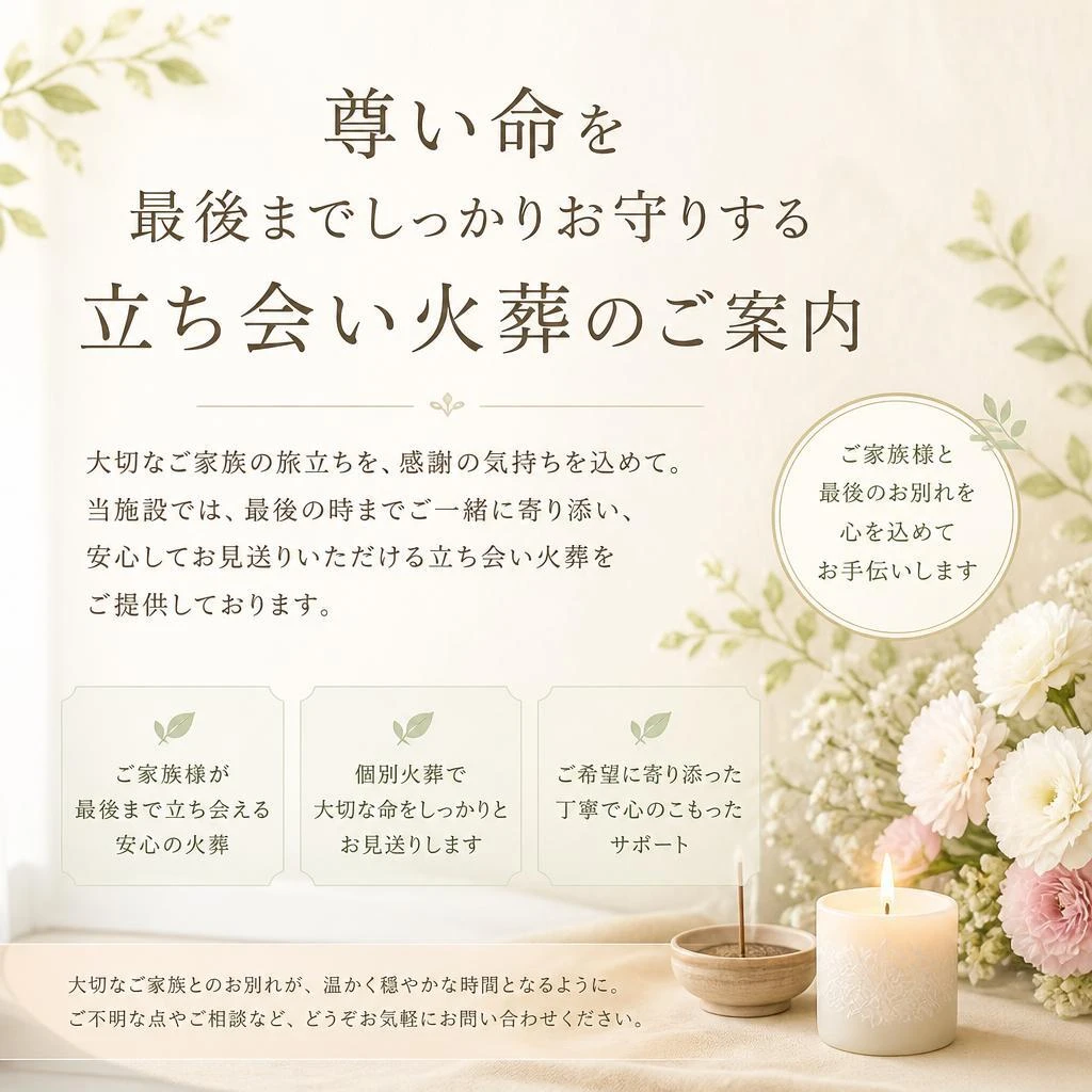尊い命を最後までしっかりお守りする立ち会い火葬のご案内