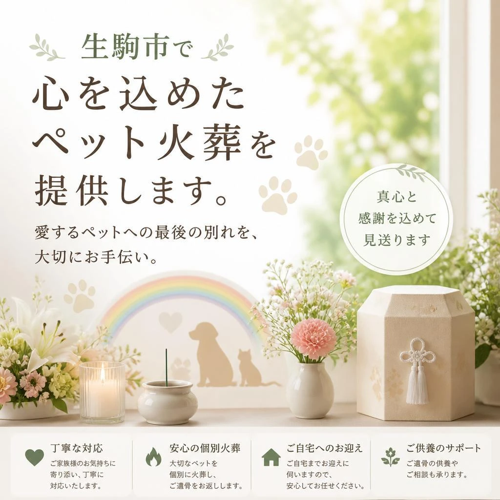 生駒市の訪問ペット火葬　心を込めたペット火葬　愛するペットへの最後の別れを大切にお手伝い