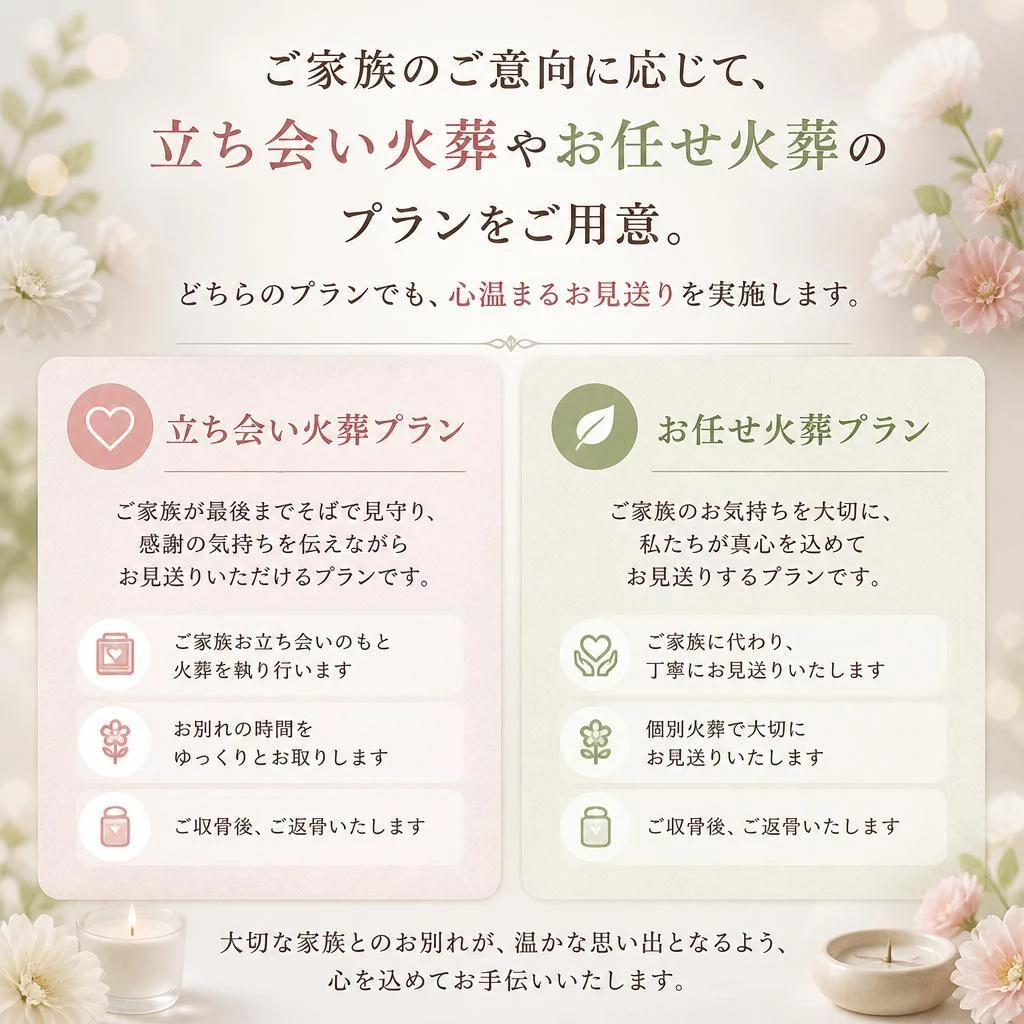 立ち会い火葬とお任せ火葬の選択肢
