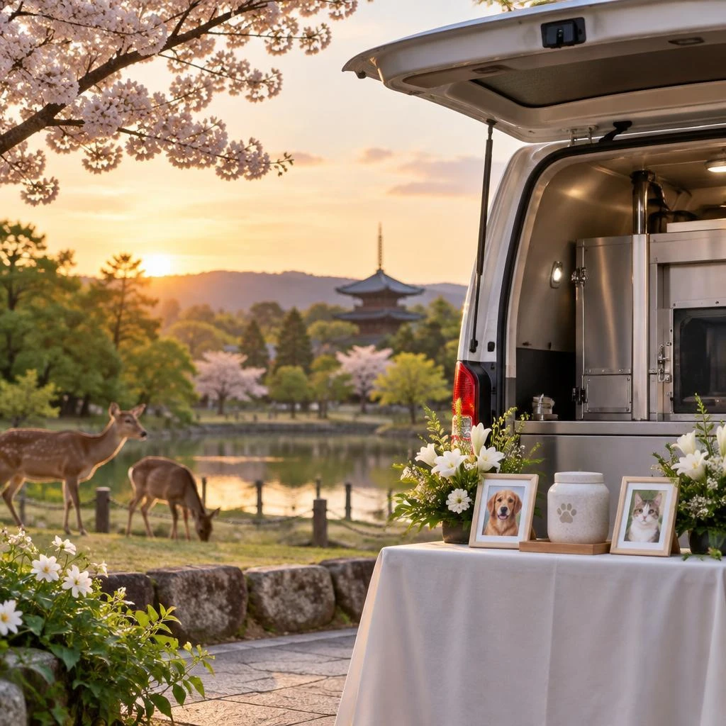 奈良で、愛する家族とのお別れを安心して。明瞭な費用と心を尽くす訪問ペット火葬。